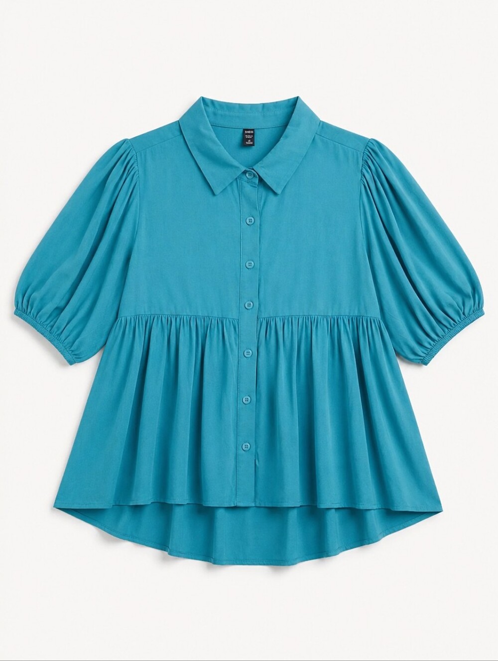Plus Size Button Down Teal Top Size 3XL (18) - Picture 3 of 5